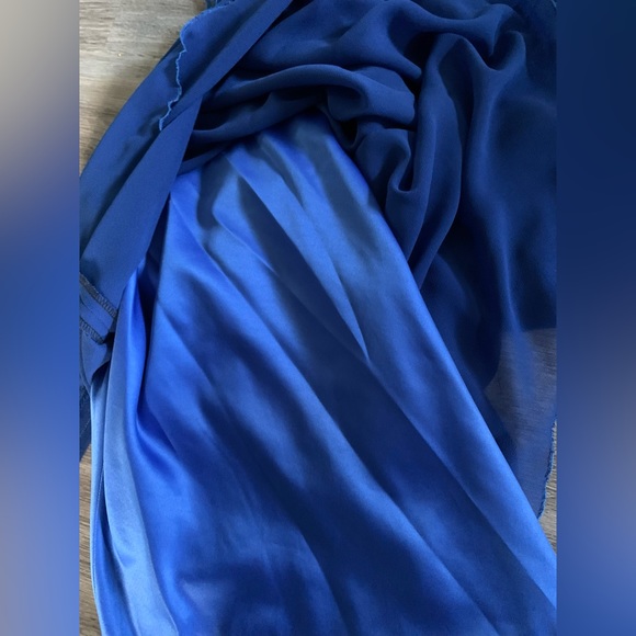 Handmade blue dress with lace bodice and matching belt - Picture 6 of 7